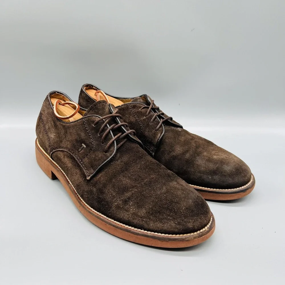 Tod's Derby Oxford Mens 9 Brown Suede Round Toe Casual Comfort Dress Shoes